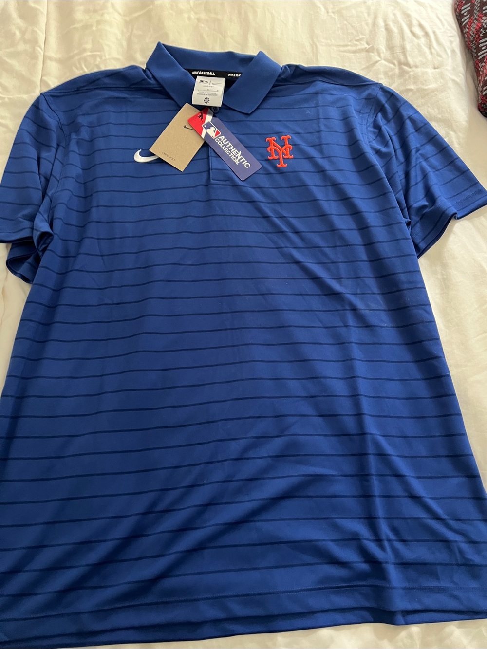 Nike Men’s Blue Polo with Embroidered Orange NY Mets Logo